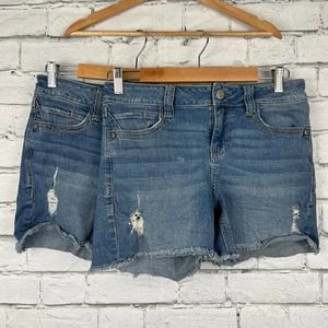 Lot (2) Seven7 Denim Cut-off Shorts Women Size 8 Distressed Frayed Hem # MY3023